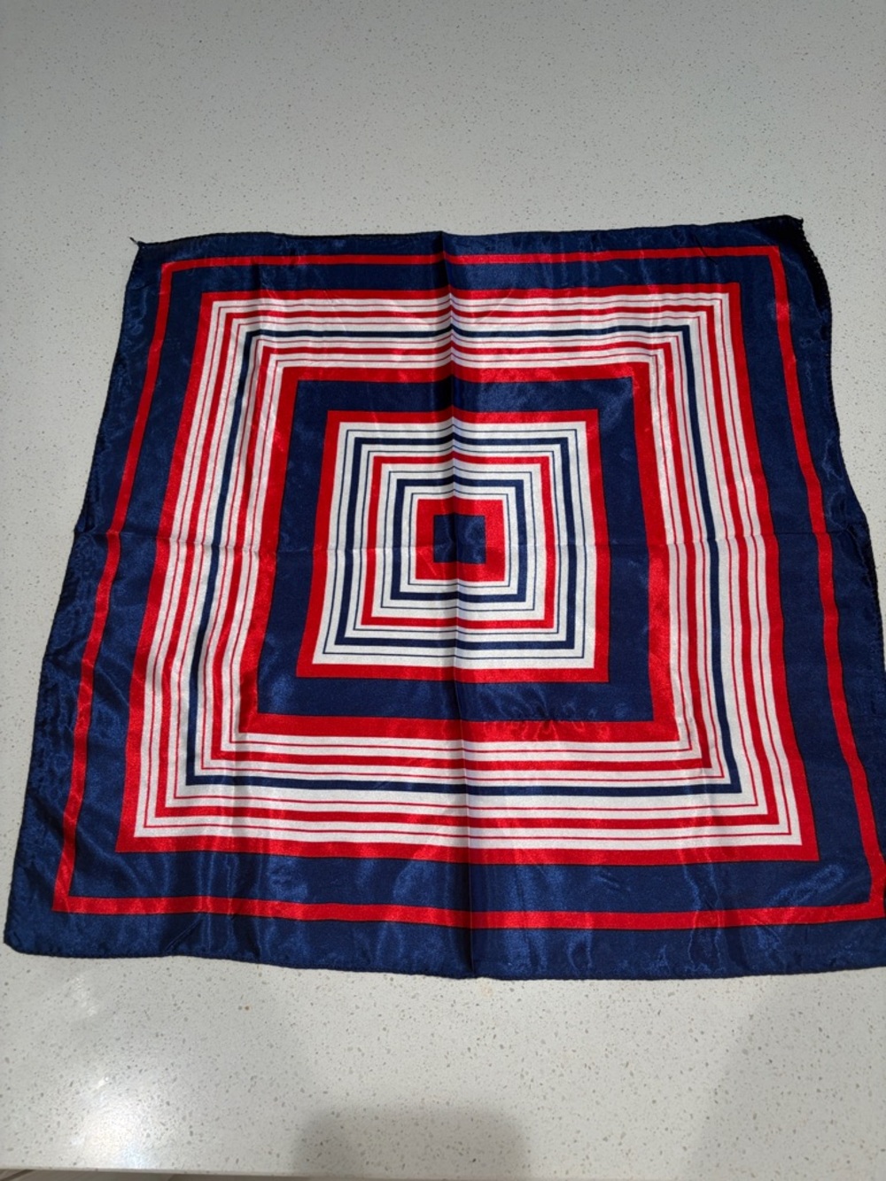 Nautical Stripe Square Scarf in Navy, Red & White